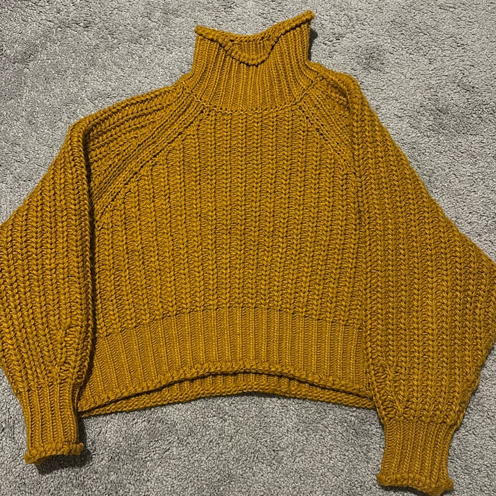 H&M Chunky Knit Cropped Turtle Neck Sweater